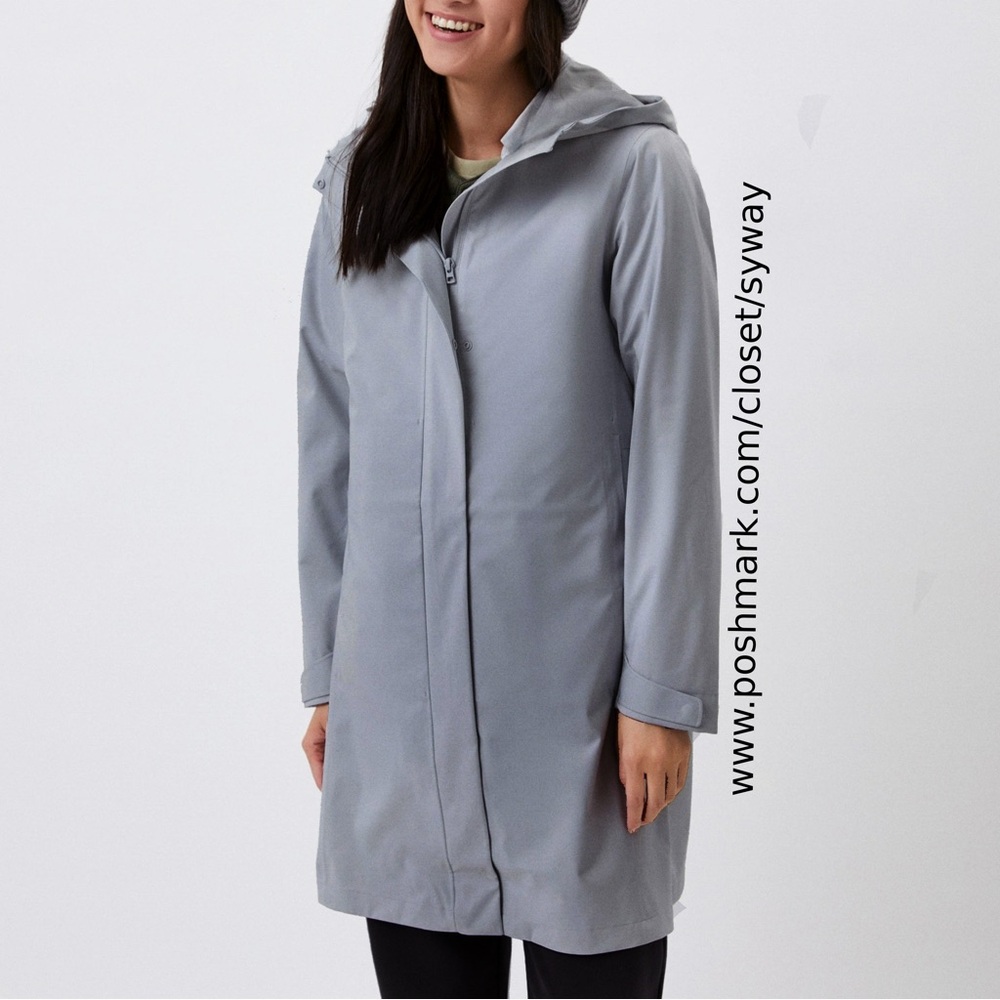 Uniqlo Blocktech Light Gray Hooded Trench Coat